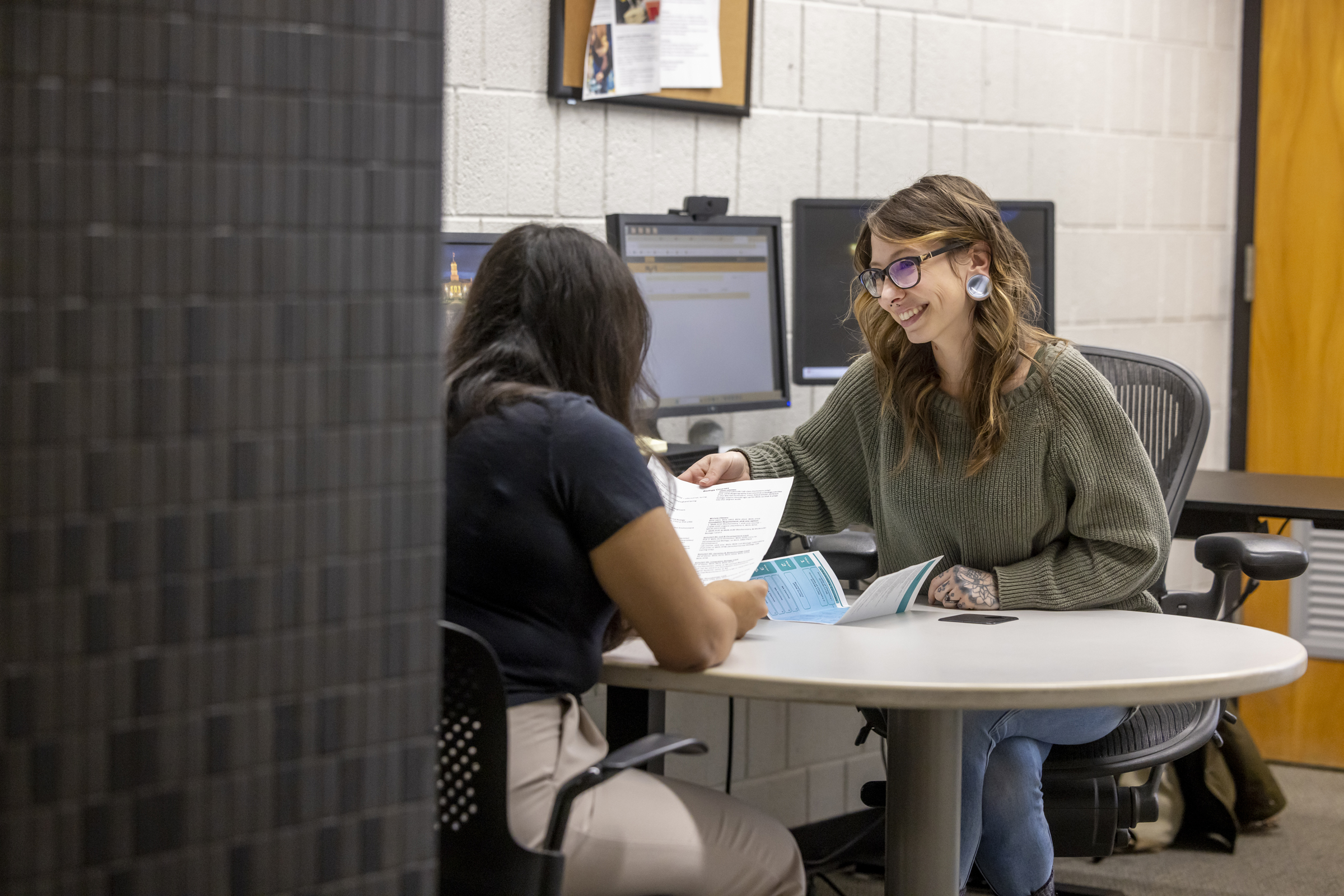 A CLAS advisor meets with a student