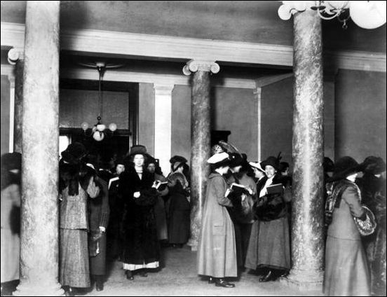 People looking inside of Schaeffer Hall