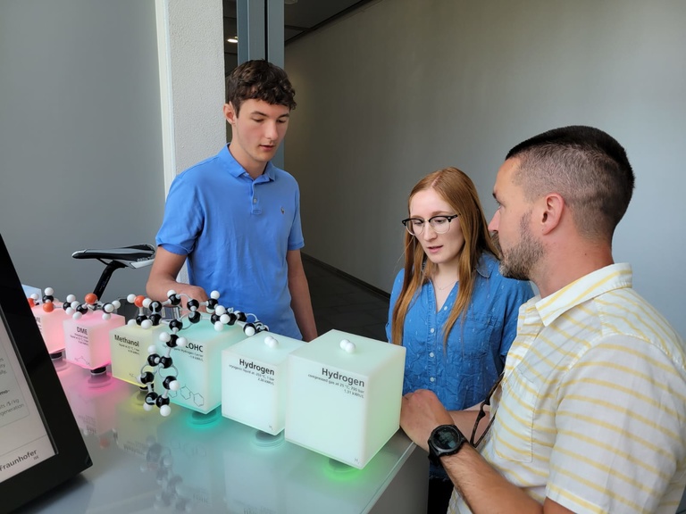 Students watch a science demonstration